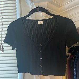 Aritzia Sunday Best Black Button Crop Top